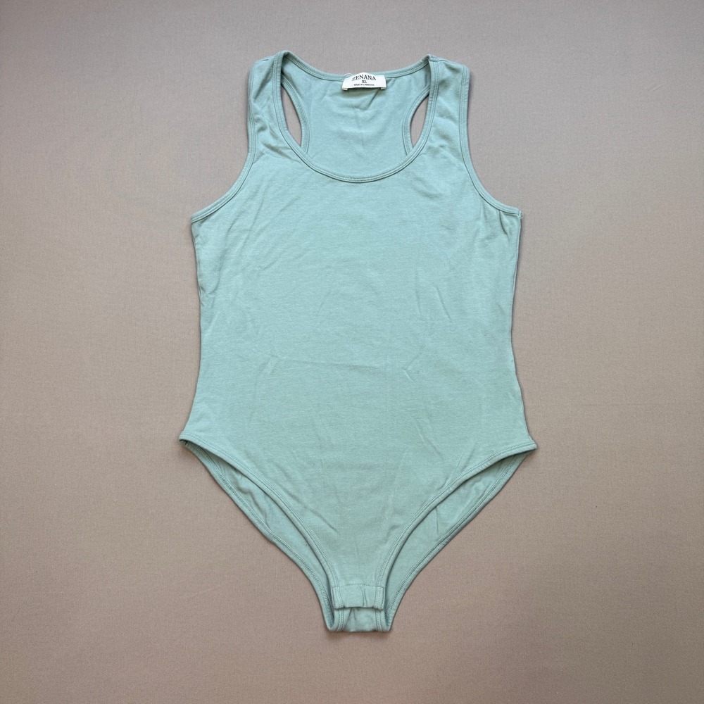 Zenana Sage Green Racerback Bodysuit XL Sleeveless Scoop Neck Stretch Tank Top